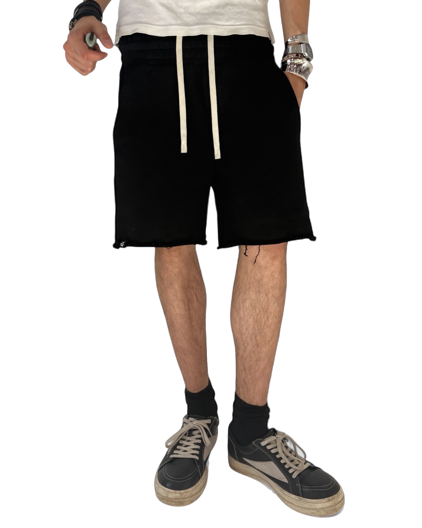 DOUBLE-WAISTED SHORTS BLACK