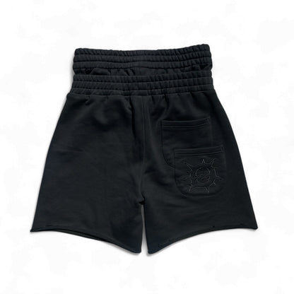DOUBLE-WAISTED SHORTS BLACK